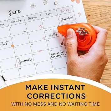 BIC Wite-Out Brand EZ Correct Correction Tape, White, (Pack of 9, 90 Count Total)