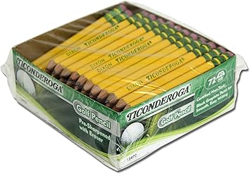 Ticonderoga Golf Pencils, #2 HB Soft, Pre-Sharpened, Yellow (13472) (Pack of 12, 864 Count Total)